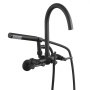 VEVOR Clawfoot Tub Faucet, Wall-Mounted Bathtub Faucet with Handheld Shower, Vintage Matte Black Clawfoot Tub Filler Shower Kit with Adjustable Swing Arms & Rotatable Gooseneck Spout for Bathtubs