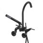 VEVOR Clawfoot Tub Faucet, Wall-Mounted Bathtub Faucet with Handheld Shower, Vintage Matte Black Clawfoot Tub Filler Shower Kit with Adjustable Swing Arms & Rotatable Gooseneck Spout for Bathtubs