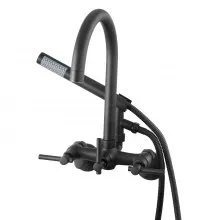 VEVOR Clawfoot Tub Faucet, Wall-Mounted Bathtub Faucet with Handheld Shower, Vintage Matte Black Clawfoot Tub Filler Shower Kit with Adjustable Swing Arms & Rotatable Gooseneck Spout for Bathtubs