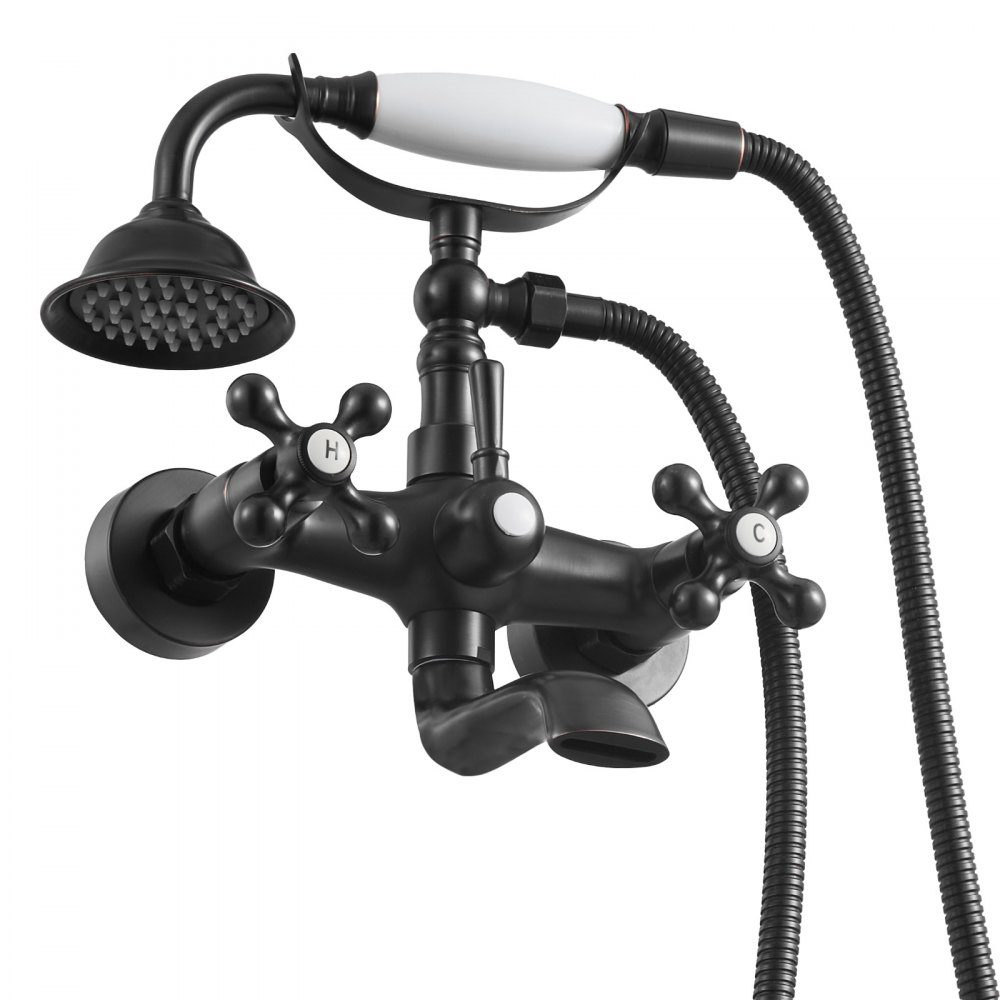 VEVOR Clawfoot Tub Faucet, Wall Mount Bathtub Faucets with Handheld Shower, Vintage Oil-Rubbed Bronze Clawfoot Tub Filler Faucet Shower Kit with Adjustable Swing Arms & 360° Rotation Spout for Bathtubs