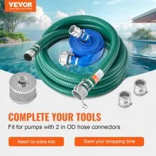 VEVOR Suction Hose Kit for Water Pump 2 in x 20 ft Green/65 ft Blue Hoses