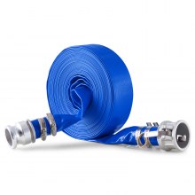 VEVOR Backwash Hose, 38 mm(1.5 in) x 15.2 m(50 ft), Blue High Quality PVC Hose, with Clamps, Camlock, Aluminum Fittings, Fit Various Pumps, for Sewage Treatment, Water Transportation and More Agricultural Purposes