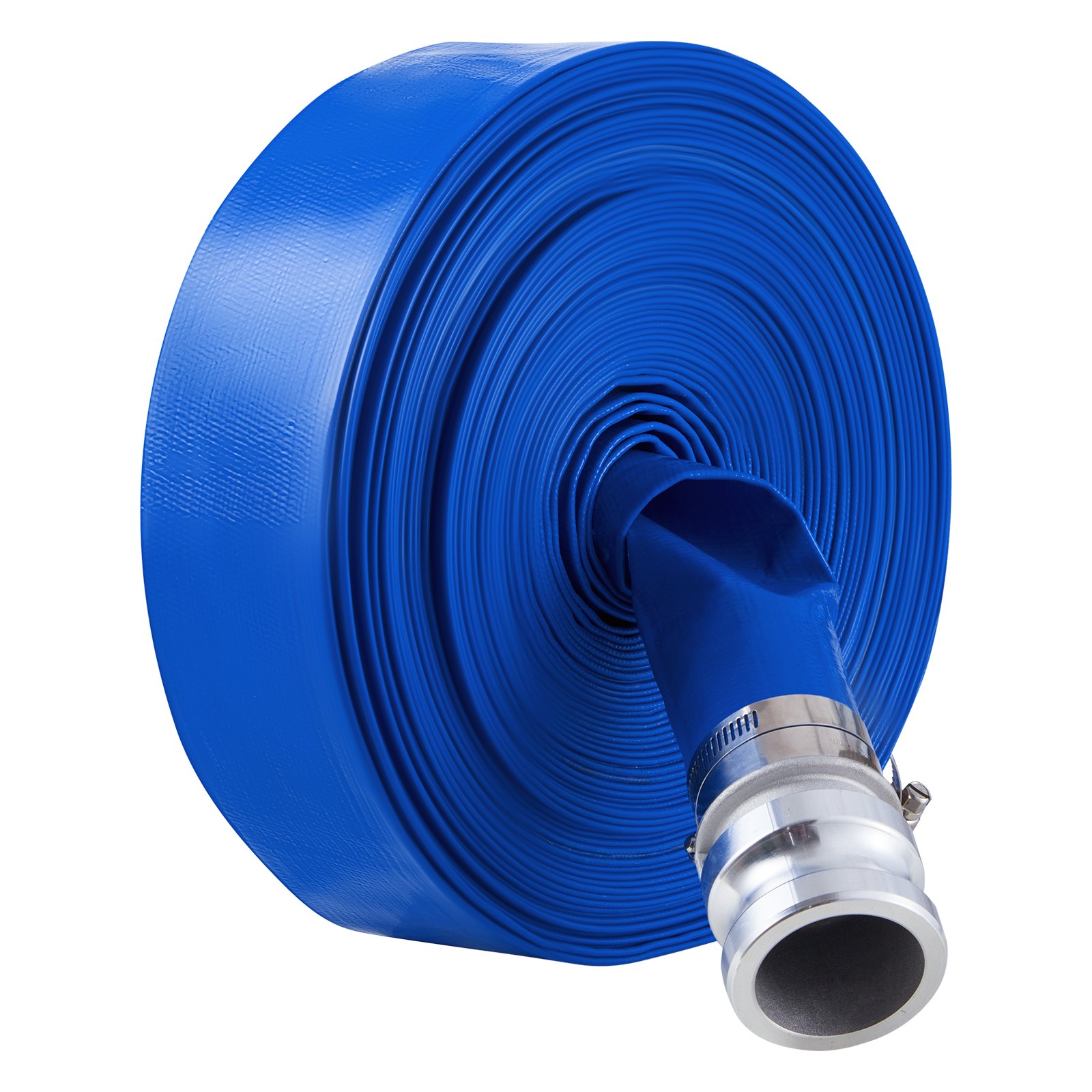 VEVOR Backwash Hose, 2 in x 100 ft, Blue High Quality PVC Hose, with Clamps, Camlock, Aluminum Fittings, Fit Various Pumps, for Sewage Treatment, Water Transportation and More Agricultural Purposes