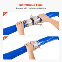 VEVOR Backwash Hose 3 in x 50 ft Blue High Quality Hose Complete Fittings