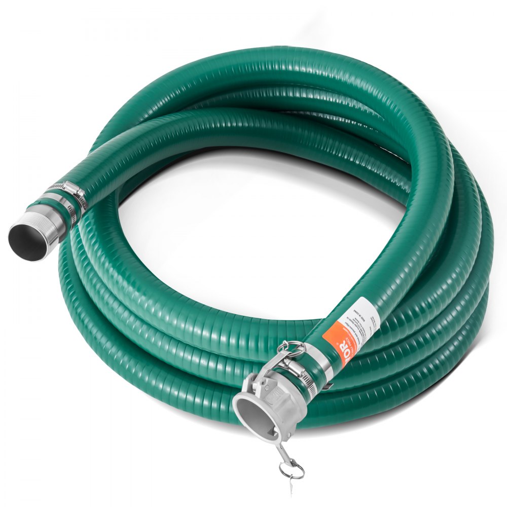 VEVOR Suction Hose 2 in x 20 ft Green High Quality Hose Complete Fittings