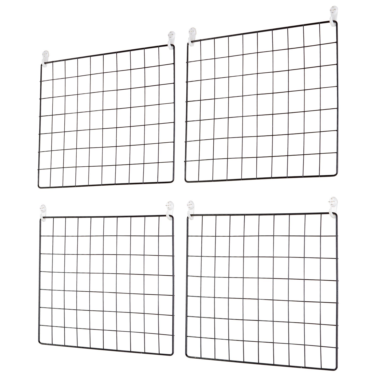 VEVOR Grid Wall Panels, 4 Packs Wire Wall Grid for Photo Pictures Display, Wall Storage Organizer Metal Grid Wall Panel for Home Office Decor with Clips and Hooks, 11.8x15.7 inch