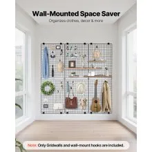VEVOR 3 Packs Grid Wall Panels 2 x 6 ft Wall-Mounted Wire Display Racks Black