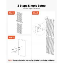 VEVOR 3 Packs Grid Wall Panels 2 x 6 ft Wall-Mounted Wire Display Racks Black