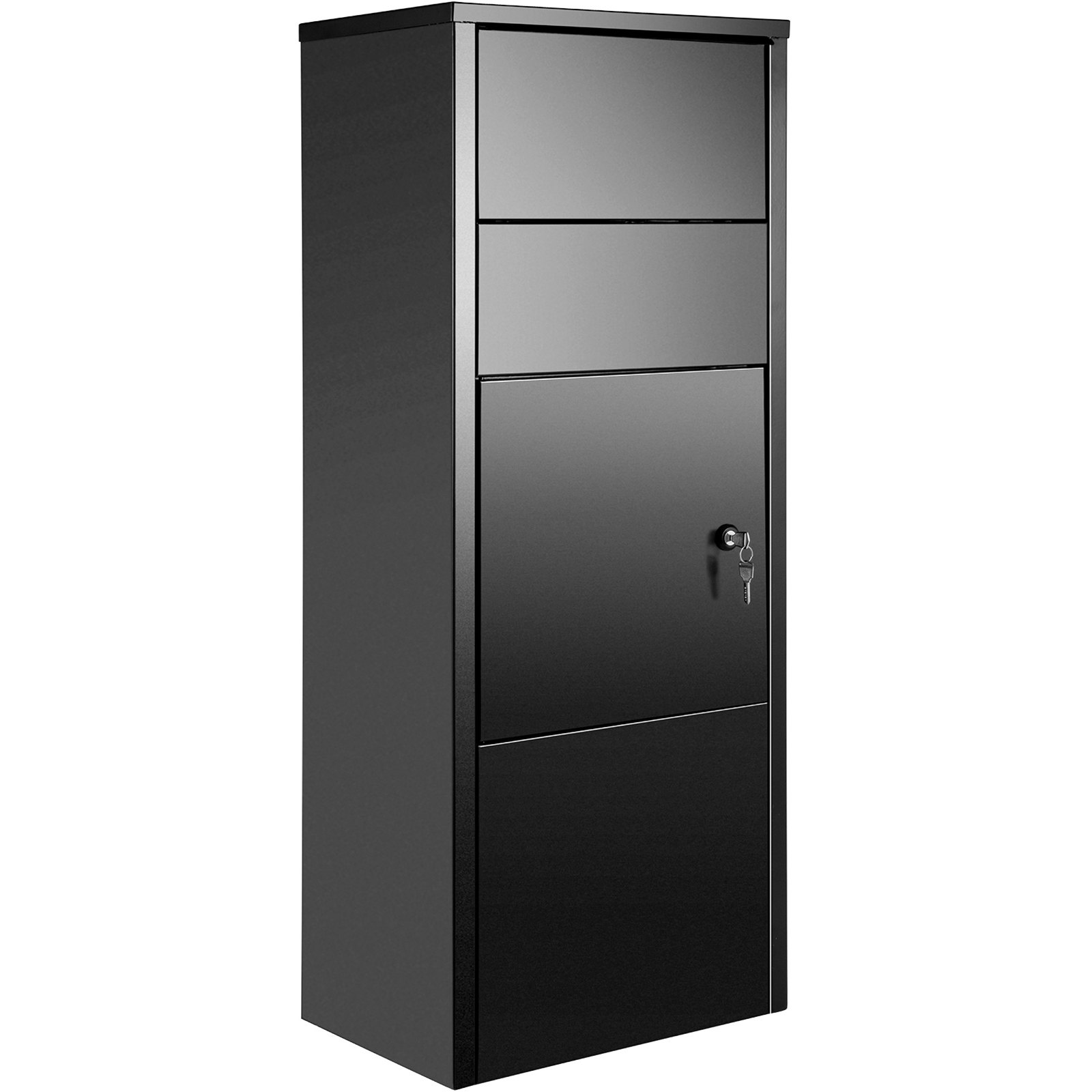 VEVOR Parcel Drop Box Lockable Freestanding Mailbox 10.5x15.4x41.5 in Gray Package Drop Box with Lockable Storage Compartment Heavy Duty Weatherproof for Express Mail Delivery for Home & Business Use