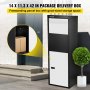 VEVOR Package Delivery Box, 14'' x 11.3'' x 42'' Galvanized Steel Parcel Mailbox w/Code Lock & Mounting Hardware, for Outdoor Porch, Curbside, Large, x11.3''x42'', Black and White