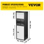 VEVOR Package Delivery Box, 14'' x 11.3'' x 42'' Galvanized Steel Parcel Mailbox w/Code Lock & Mounting Hardware, for Outdoor Porch, Curbside, Large, x11.3''x42'', Black and White
