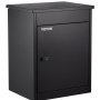 black VEVOR parcel drop box with secure combination lock and sturdy design.