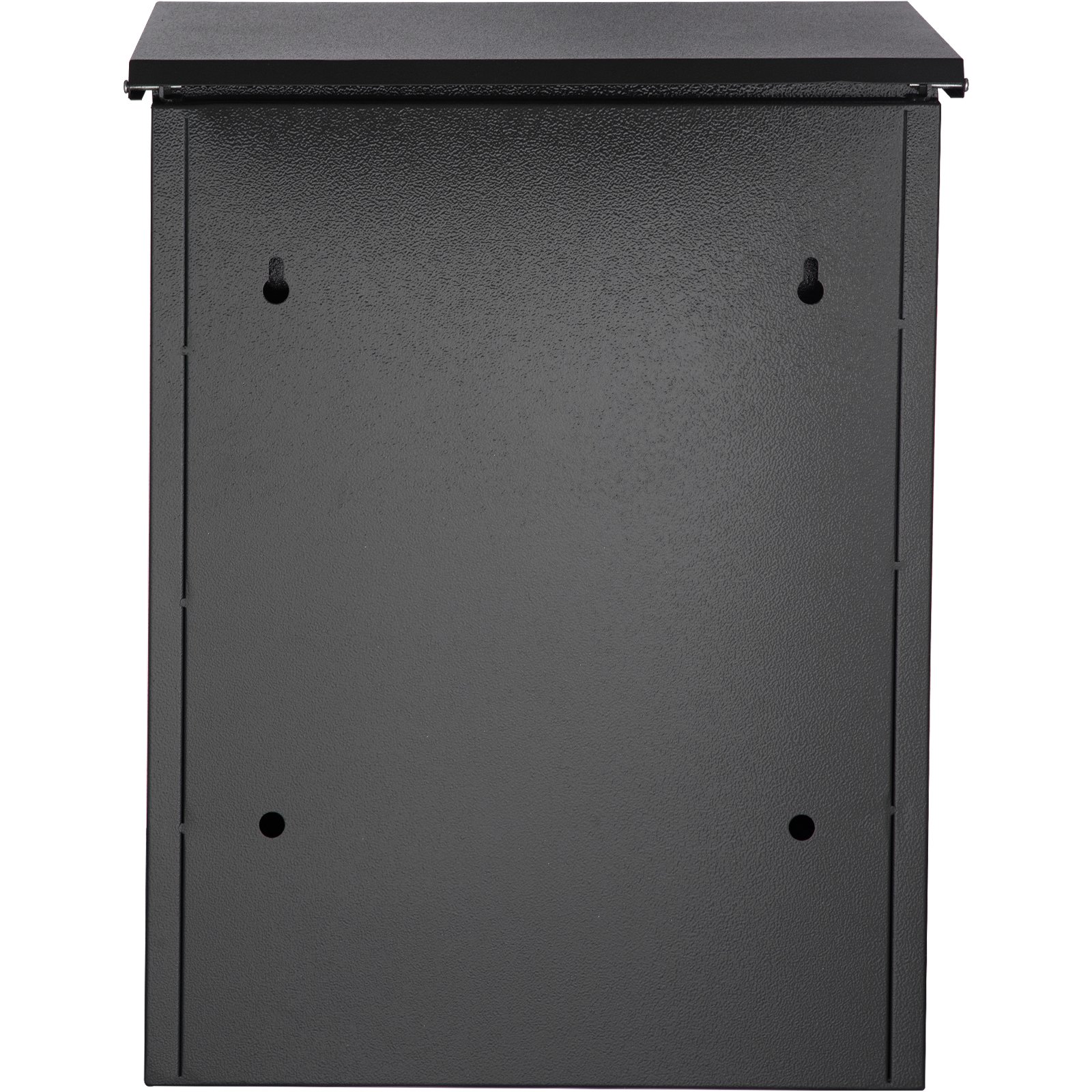 steel-gray VEVOR parcel drop box with a textured surface and pre-drilled mounting holes.