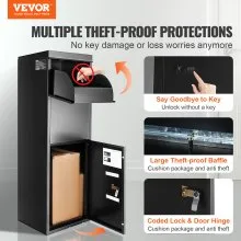 VEVOR Package Delivery Boxes for Outside 13.9"x11.6"x42", Galvanized Steel Delivery Box for Packages With Coded Lock, Anti-theft Baffle, IPX3 Waterproof Package Drop Box for Outside, Porch, Curbside