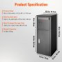 VEVOR package delivery box specifications: size, slot dimensions, storage capacity, and weight limit detailed.