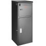 black VEVOR package delivery box with lock, top slot, and lower compartment for secure parcel delivery.