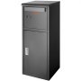 black VEVOR package delivery box with secure lock and mail slot, sturdy design for outdoor use.