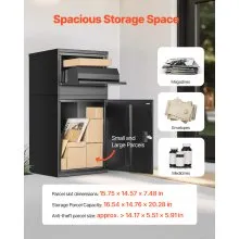 VEVOR Package Delivery Boxes for Outside 38.6 in Lockable Parcel Drop Box
