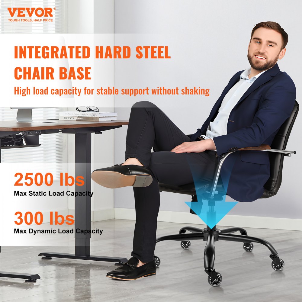 VEVOR Office Chair Base Replacement, 28", 2500 lbs Static Load Capacity, Heavy Duty Universal Computer Desk Chair Stool Base Part with 5 Casters and Gas Cylinder, Desk Chair Base Replacement, Black