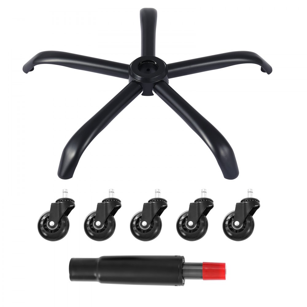 VEVOR Office Chair Base Replacement, 28", 2500 lbs Static Load Capacity, Heavy Duty Universal Computer Desk Chair Stool Base Part with 5 Casters and Gas Cylinder, Desk Chair Base Replacement, Black