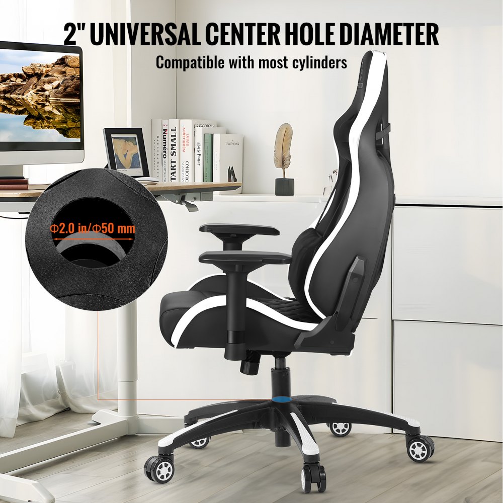 VEVOR Office Chair Base Replacement, 28", 2500 lbs Static Load, Heavy Duty Universal Computer Desk Chair Stool Base Part with 5 Casters and Reinforced Legs, Desk Chair Base Replacement, Black + White