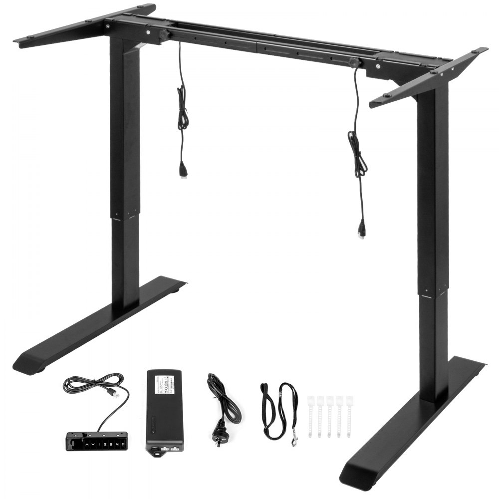 VEVOR Electric Standing Desk Frame Dual Motors Standing Desk Legs 28"-46" Height Adjustable Width Sit Stand Desk Base 32 mm/s Speed Steel Sit Stand Desk Frame 264 lbs Capacity (Black)