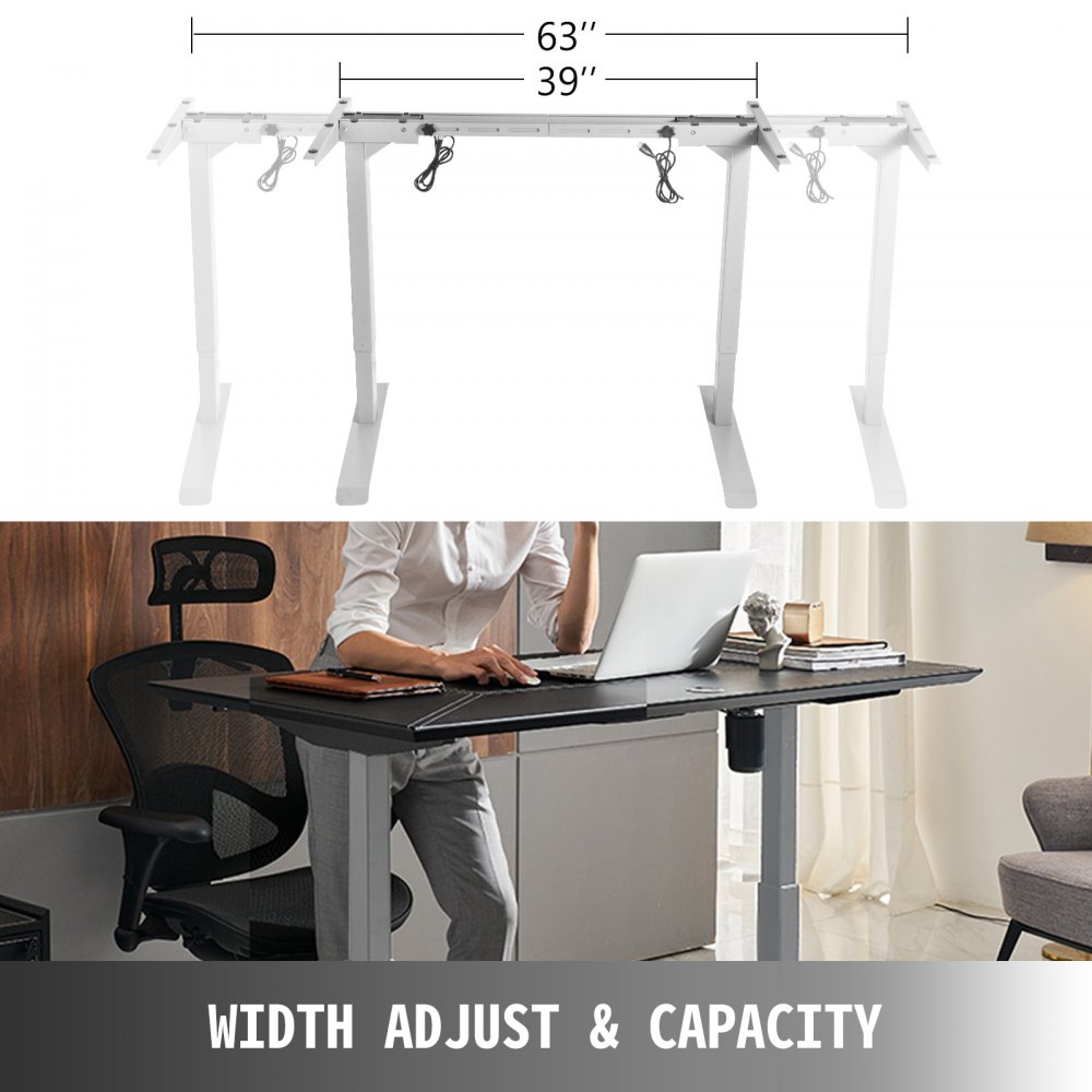 Electric Standing Desk Frame, Sit Stand Desk Base Adjustable + Cold-rolled Steel