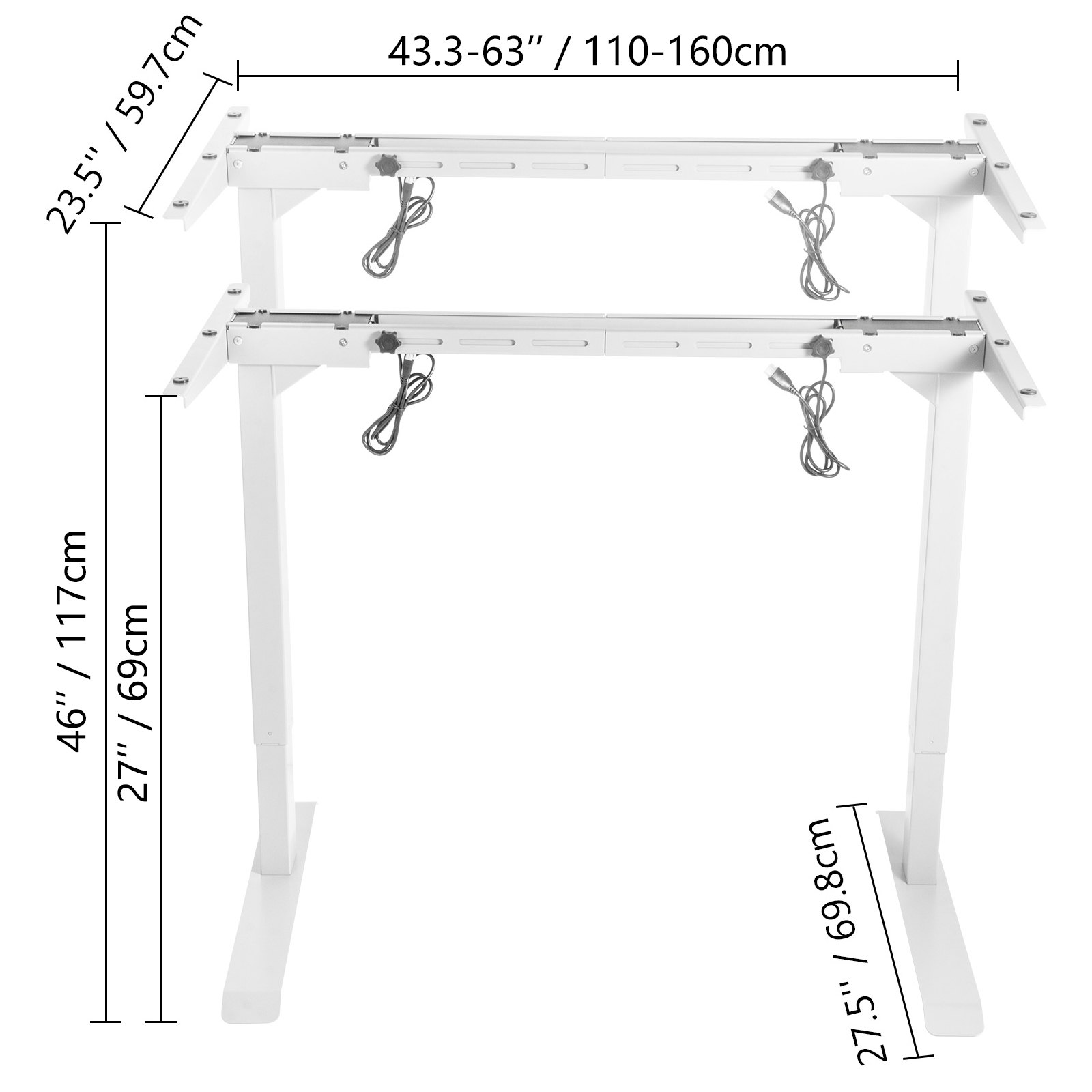 Electric Standing Desk Frame Sit Stand Desk Base, Adjustable + Cold-rolled Steel