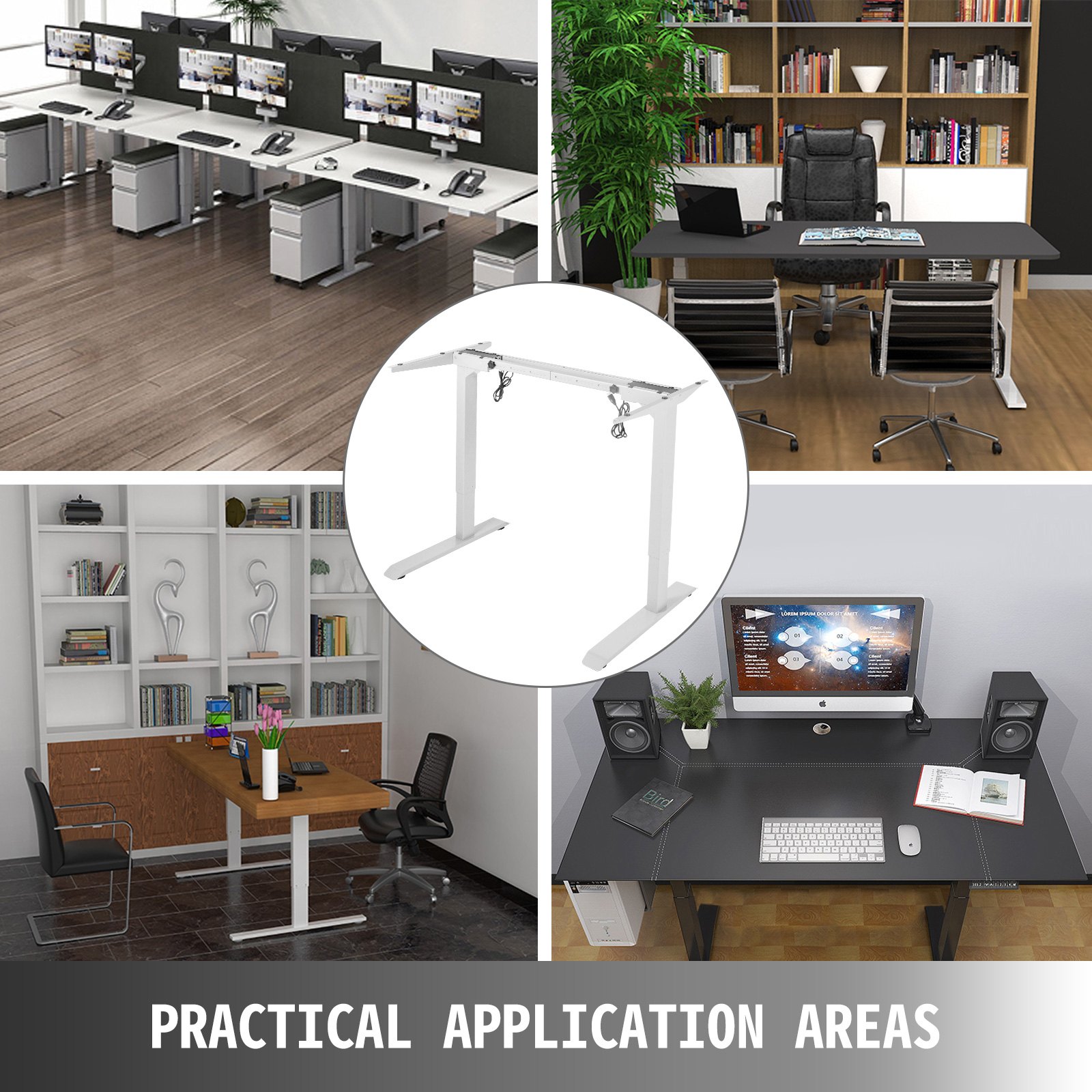 Electric Standing Desk Frame Sit Stand Desk Base, Adjustable + Cold-rolled Steel