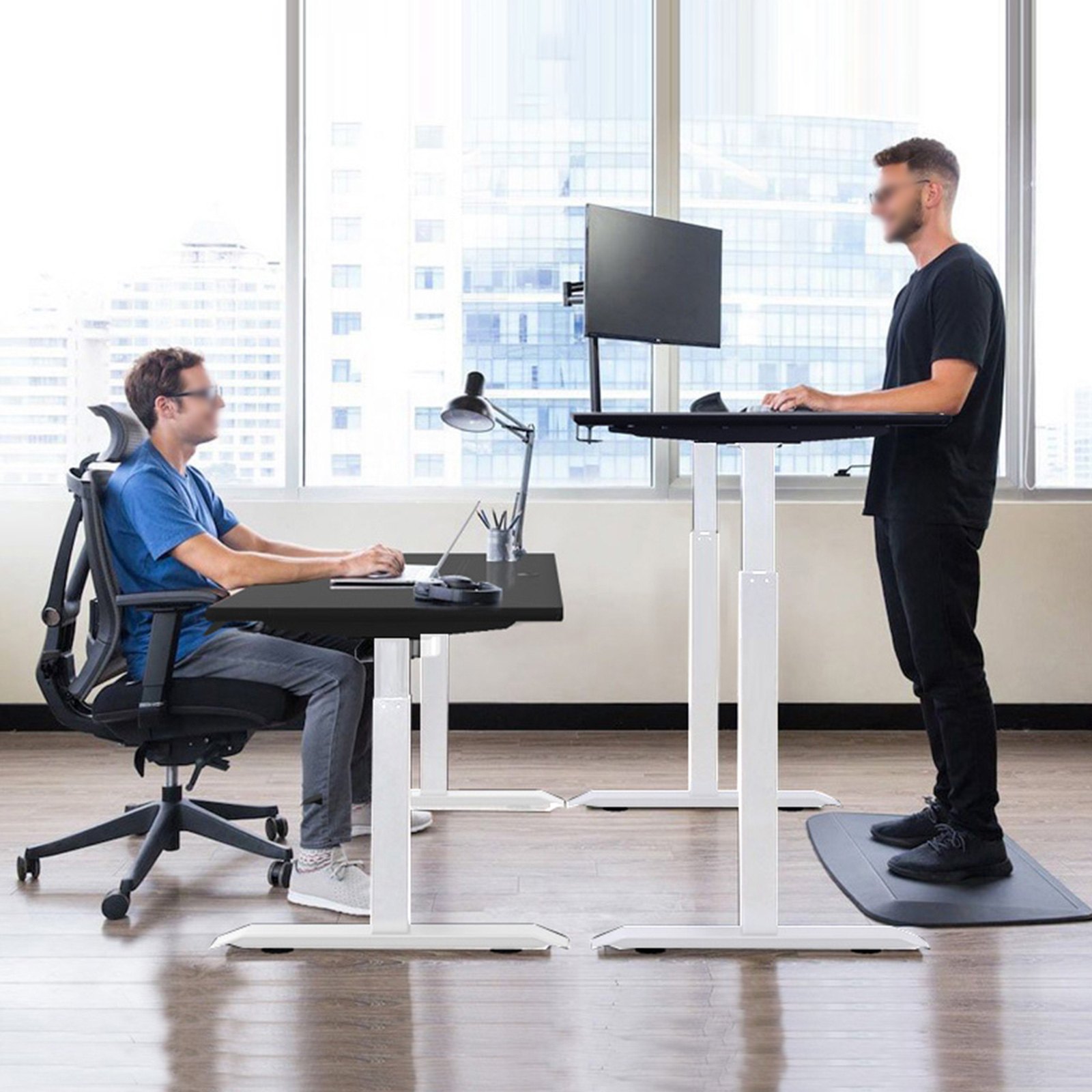 Electric Standing Desk Frame Sit Stand Desk Base, Adjustable + Cold-rolled Steel