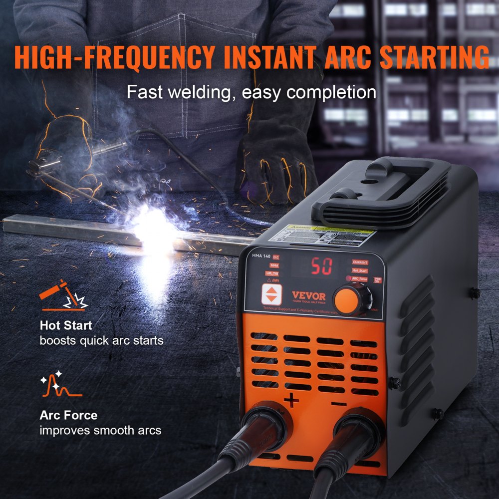 VEVOR Stick Welder, 140A ARC/Lift TIG 2-IN-1 Welding Machine with IGBT Inverter 110V Portable MMA Welder Machine with Hot Start, Arc force and Anti-Stick