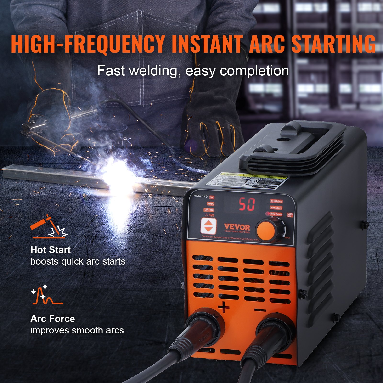 VEVOR Stick Welder, 140A ARC/Lift TIG 2-IN-1 Welding Machine with IGBT Inverter 110V Portable MMA Welder Machine with Hot Start, Arc force and Anti-Stick