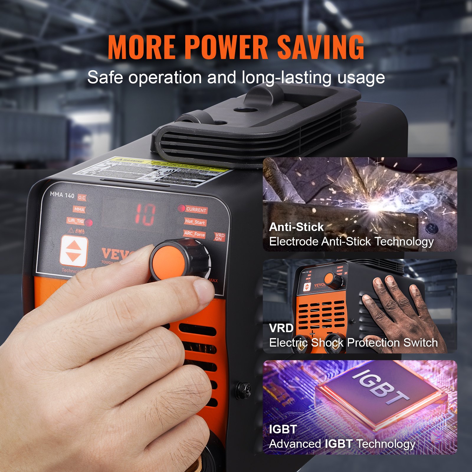 VEVOR Stick Welder, 140A ARC/Lift TIG 2-IN-1 Welding Machine with IGBT Inverter 110V Portable MMA Welder Machine with Hot Start, Arc force and Anti-Stick