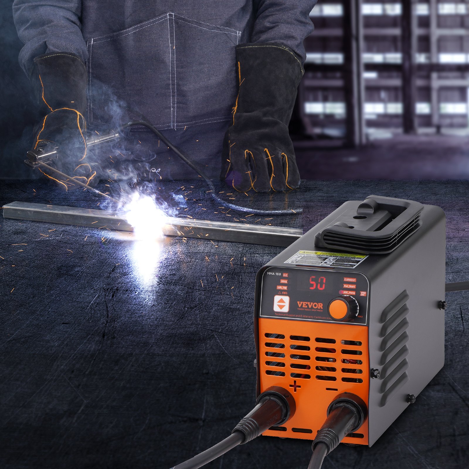 VEVOR 220V Stick Welder, 160A ARC/Lift TIG Welding Machine with Large LED Display, 2-in-1 Portable Stick Welding Machine with Hot Start Arc Force Anti-Stick VRD, MMA ARC Welder Machine, Welding