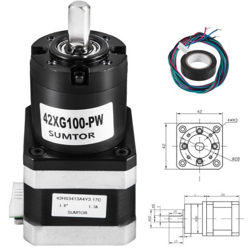 42mm Planetary Gear Motor Nema 17 Stepper Motor Ratio1:100 34n.cm Cnc
