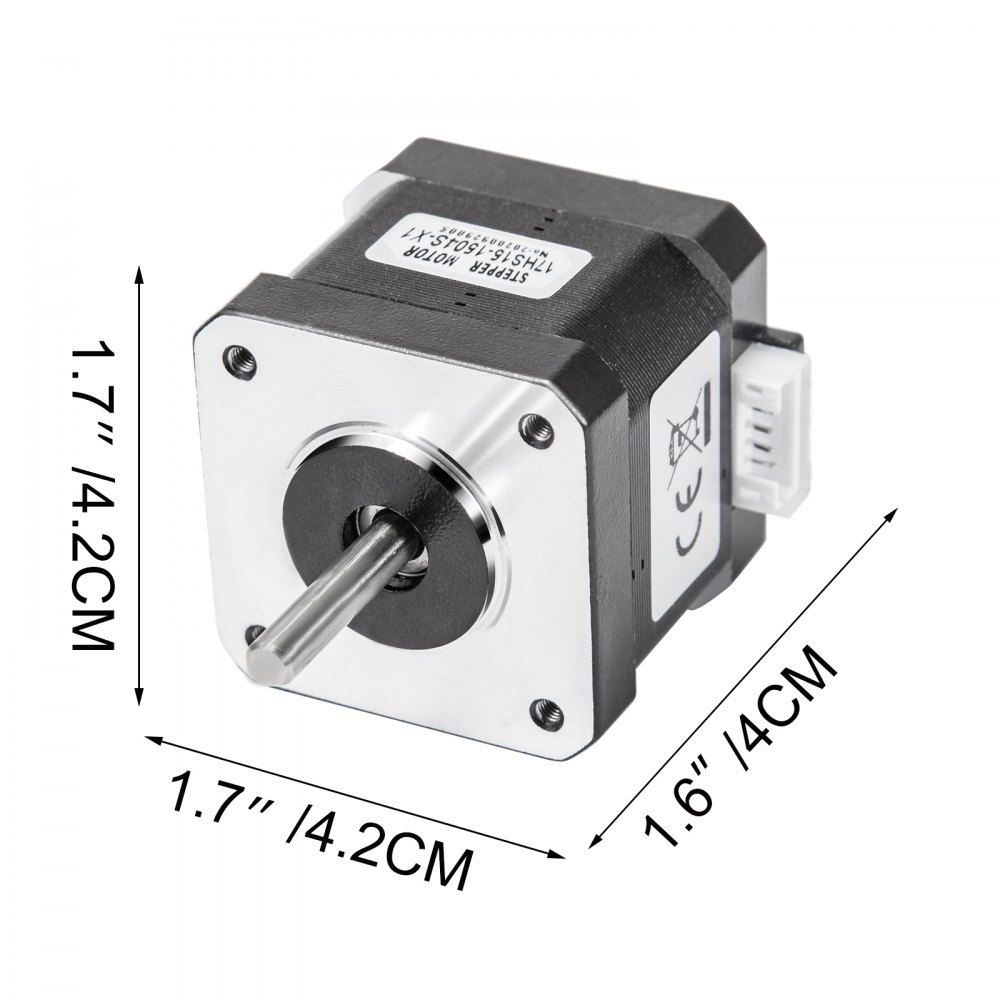 VEVOR Stepper Motor 45Ncm High Torque Stepper Motor, NEMA 17 Step Motor, 2 Phase 1.8 Degree 1.5A Stepping Motor, 3.4V 5PCS