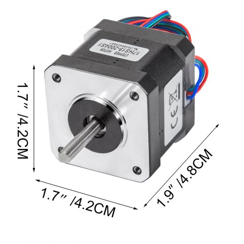 VEVOR Stepper Motor 59Ncm High Torque Stepper Motor, NEMA 17 Step Motor, 2 Phase 1.8 Degree 2A Stepping Motor, 2.88V 5PCS 42 x 42 mm Body CNC Stepper Motor Kit, for DIY CNC / 3D Printer / Extruder