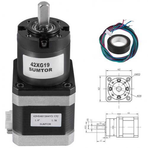 Gear Nema17 1.3a 42mm Ratio 19:1 Motor paso a paso de caja de cambios planetaria