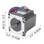 VEVOR Stepper Motor 1.26Nm High Torque Stepper Motor, NEMA 23 Step Motor, 2 Phase 1.8 Degree 2.8A Stepping Motor, 2.52V 3PCS 57 x 57 mm Body CNC Stepper Motor Kit, for DIY CNC / 3D Printer/Extruder