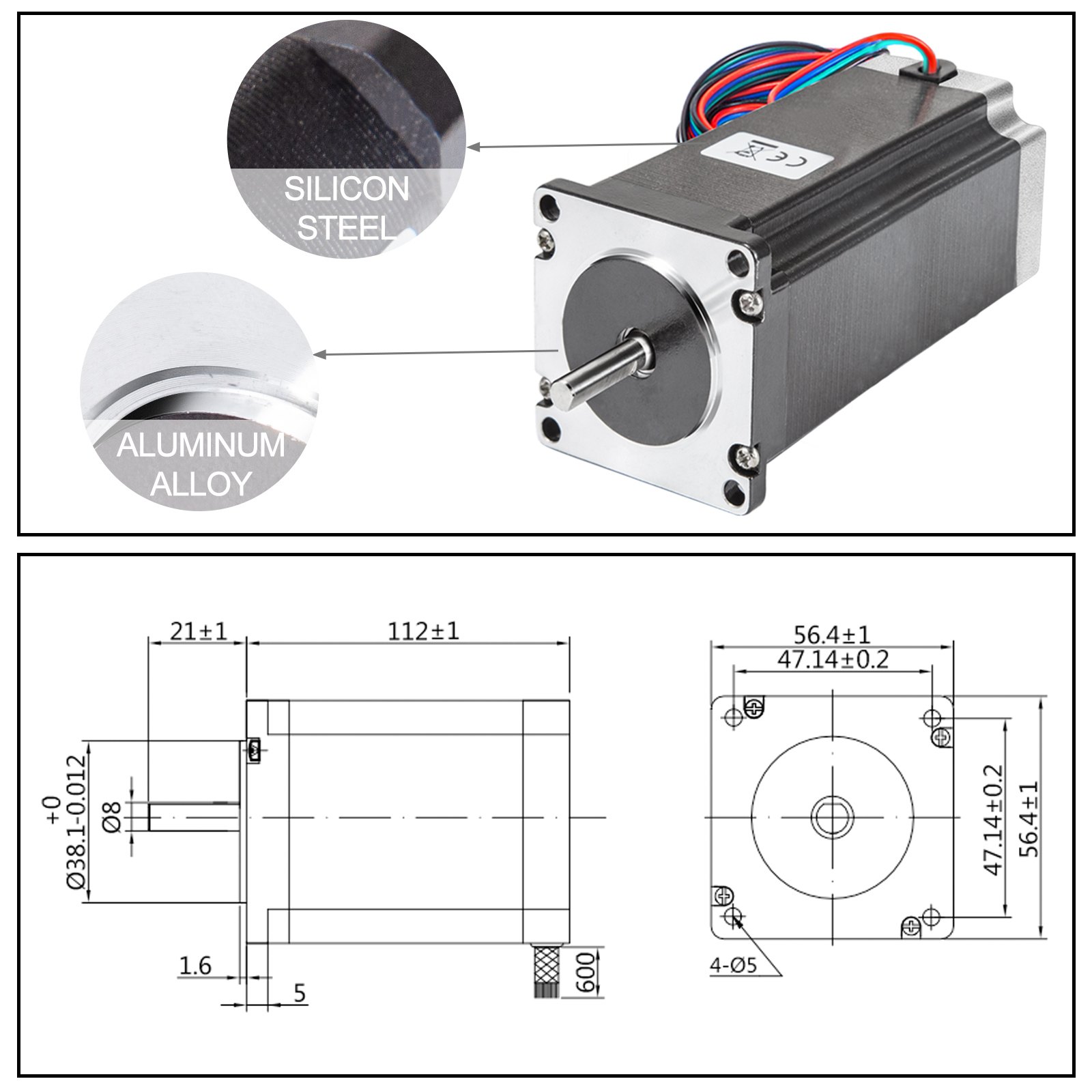 VEVOR Nema 23 3Nm Stepper Motor 4.2A 57x113 mm High Torque for DIY 3D Printer