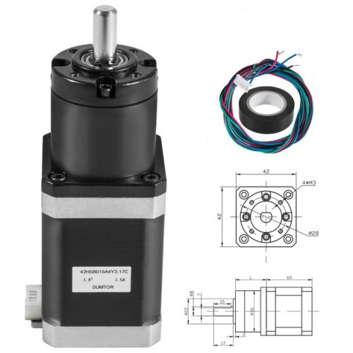 60 mm Planetary Gear Motor Nema 17 Stepper Motor 1.5A Medium Body 8mm Shaft