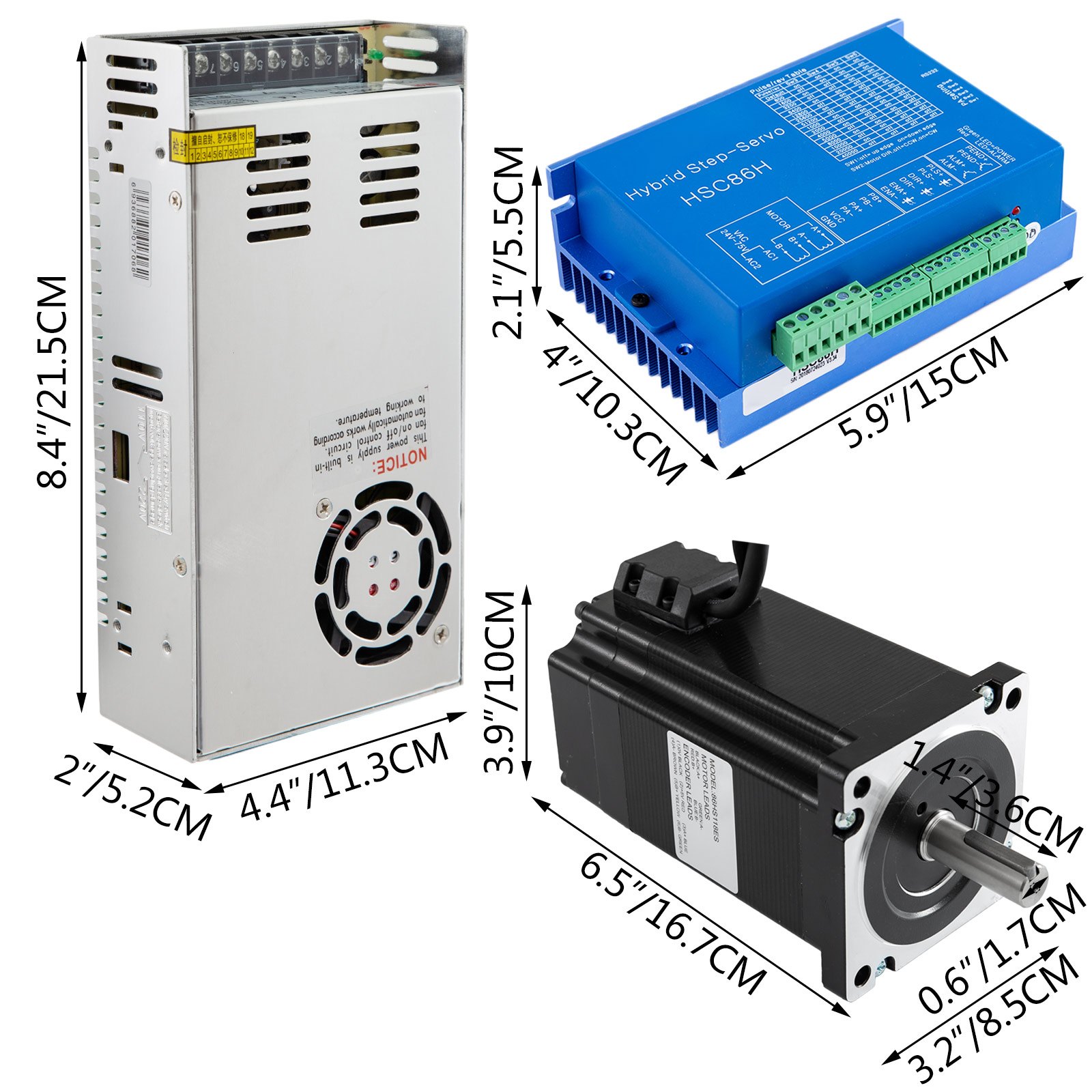 8.5nm Nema34 86mm Closed Loop Stepper Motor Drive 400w Power Hybird Encoder Easy