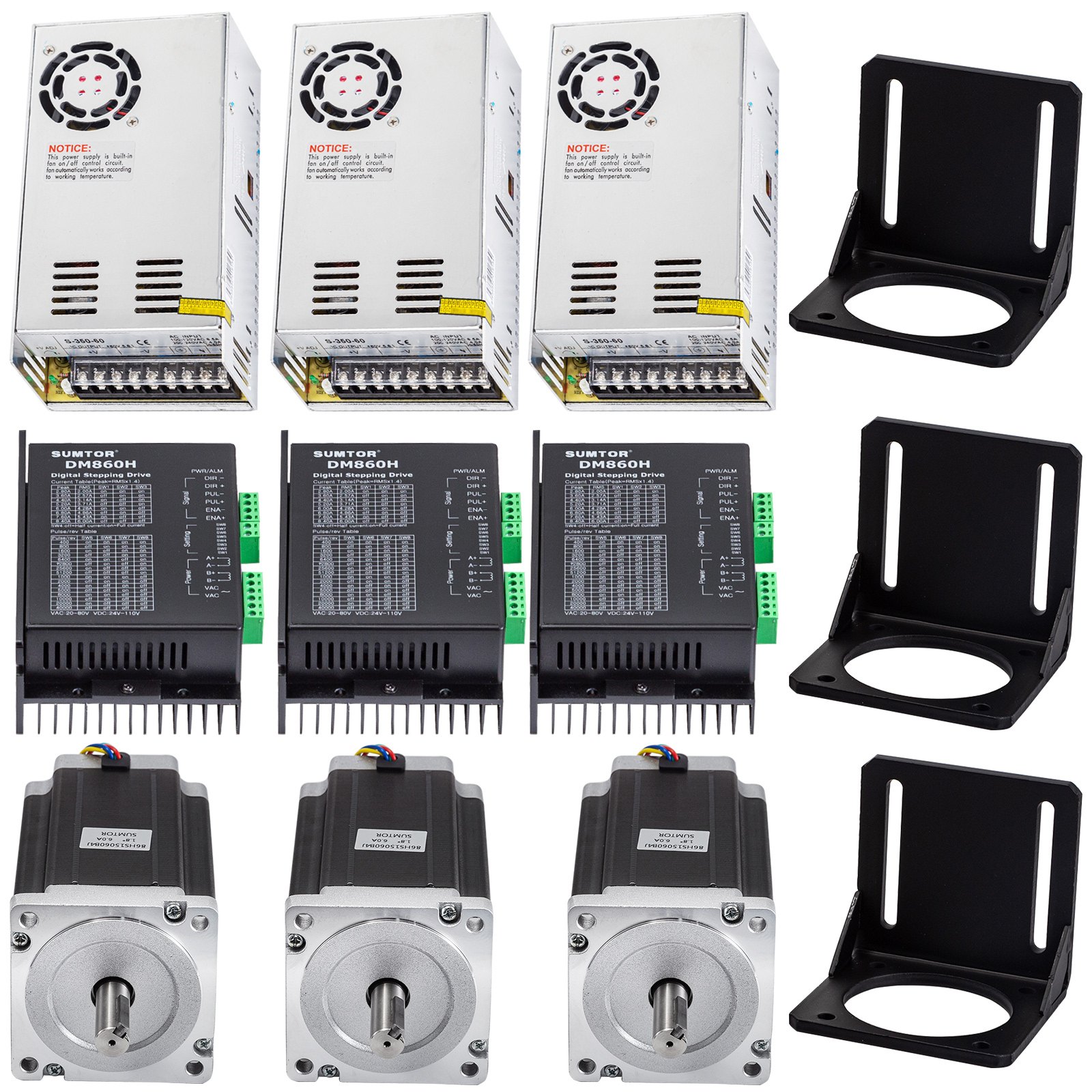 VEVOR Nema 34 12Nm Stepper Motor 6A 86x150 mm Drive Control for DIY 3D Printer