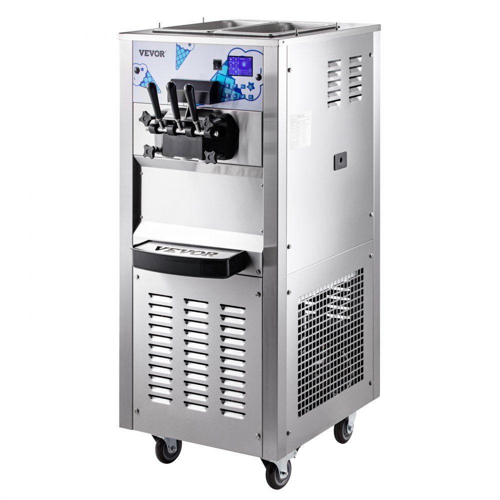 Máquina de helado suave VEVOR de doble tolva de 12 l, 3 opciones de sabor, 2500 W, pantalla LCD, ideal para restaurantes y bares.