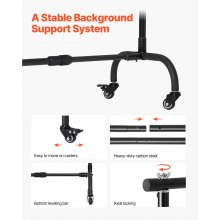 VEVOR Backdrop Stand, 8.5 x 10 ft Adjustable Photo Backdrop Stand Kit, Portable Background Backdrop Stand with 2 Tripods, Heavy Duty Projector Screen Stand, for Wedding, Photo Video Studio & Party