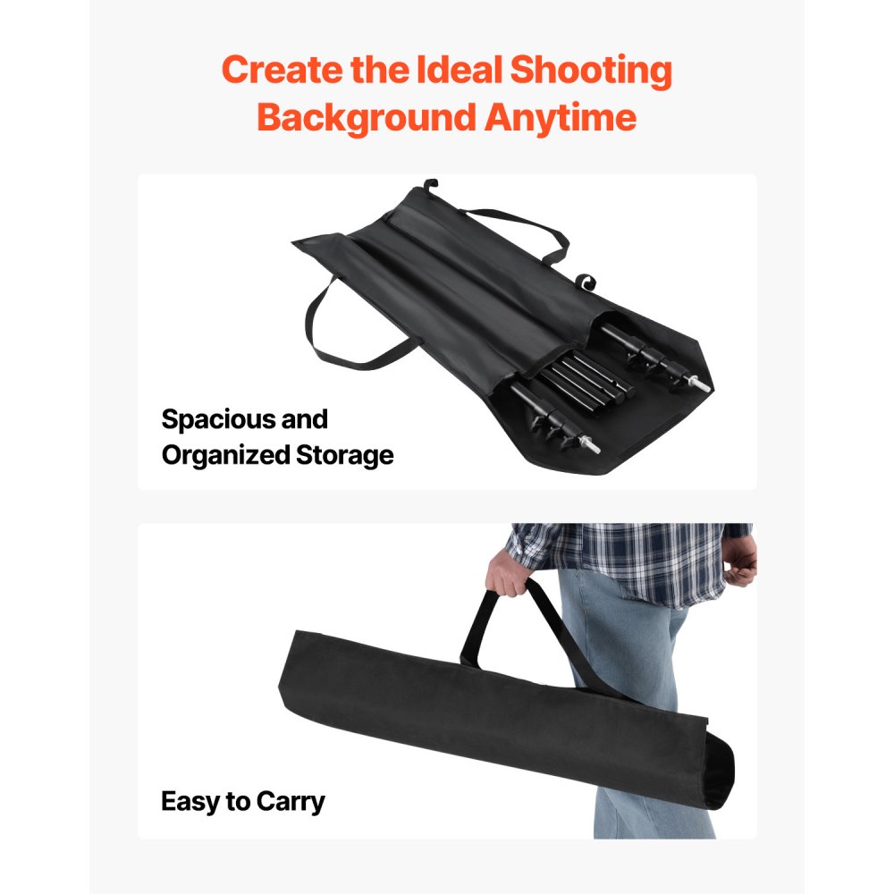 VEVOR Backdrop Stand, 10 x 10 ft Adjustable Photo Backdrop Stand Kit, Portable Background Backdrop Stand with 4 Crossbars, Heavy Duty Projector Screen Stand, for Wedding, Photo Video Studio & Party