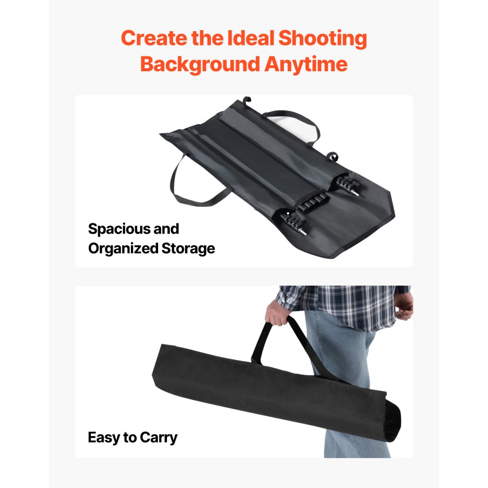 VEVOR Backdrop Stand, 6.5 x 10 ft Adjustable Photo Backdrop Stand Kit, Portable Background Backdrop Stand with 5 Crossbars, Heavy Duty Projector Screen Stand, for Wedding, Photo Video Studio & Party