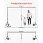 VEVOR Backdrop Stand, 6.5 x 10 ft Adjustable Photo Backdrop Stand Kit, Portable Background Backdrop Stand with 5 Crossbars, Heavy Duty Projector Screen Stand, for Wedding, Photo Video Studio & Party