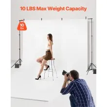 VEVOR Backdrop Stand, 6.5 x 10 ft Adjustable Photo Backdrop Stand Kit, Portable Background Backdrop Stand with 5 Crossbars, Heavy Duty Projector Screen Stand, for Wedding, Photo Video Studio & Party