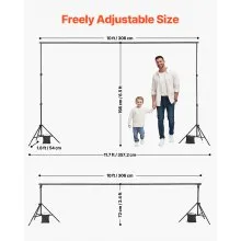 VEVOR Backdrop Stand, 6.5 x 10 ft Adjustable Photo Backdrop Stand Kit, Portable Background Backdrop Stand with 5 Crossbars, Heavy Duty Projector Screen Stand, for Wedding, Photo Video Studio & Party